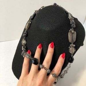 CHICO’S mixed gem and metallic detail necklace